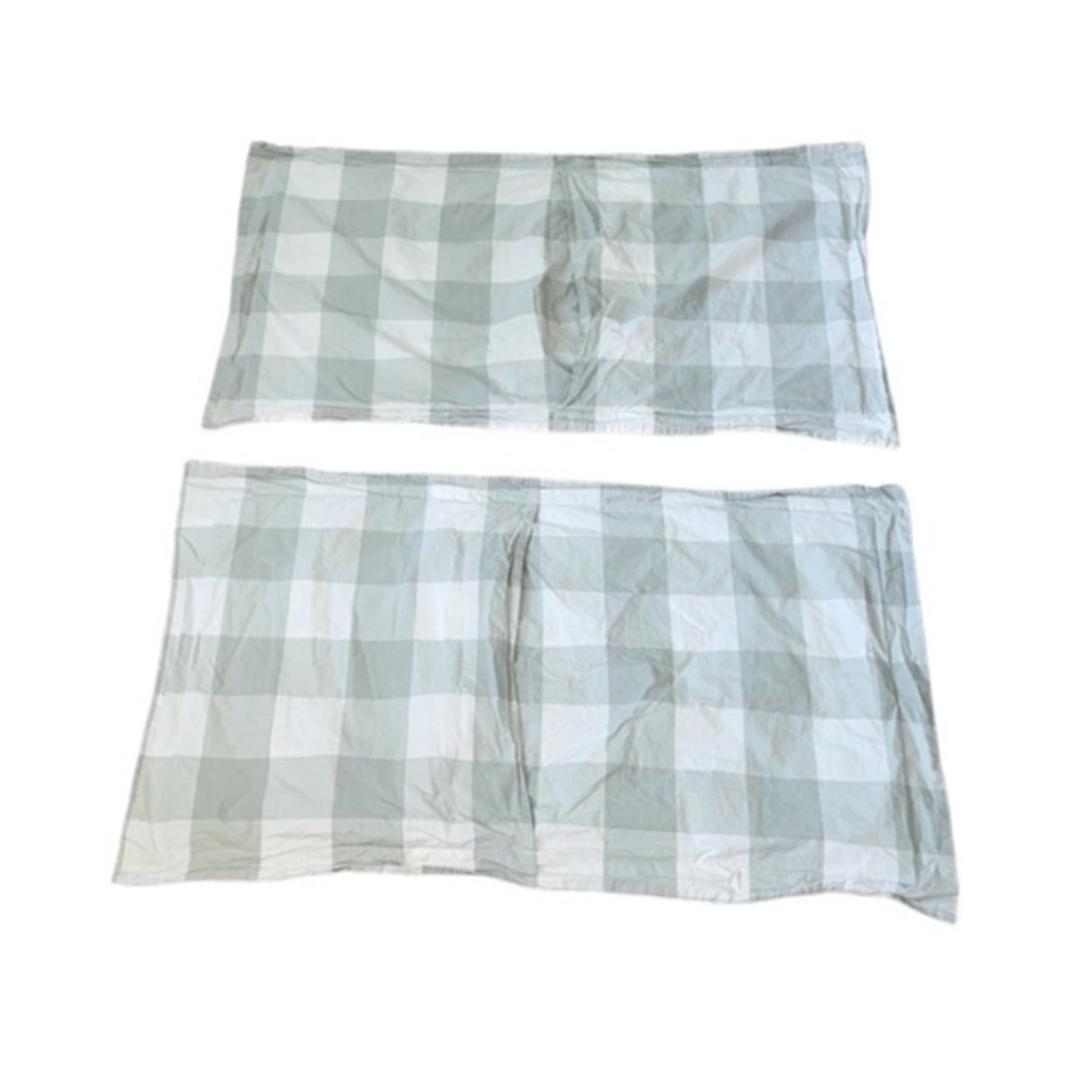 Set of 2 Ballard Designs Gwenyth Buffalo Check Green King Pillow Covers Shams - Picture 3 of 7